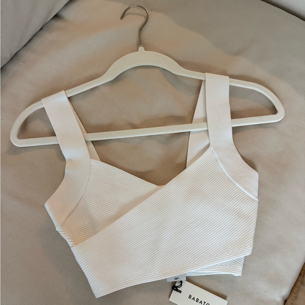 Babaton Ivory Ribbed Top